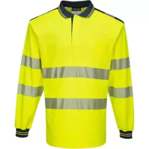 Image of Portwest T184 Hi Vis Polo Shirt Yellow / Navy 3XL