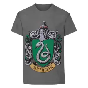 Image of Harry Potter Official Boys Slytherin Crest T-Shirt (5-6 Years) (Charcoal)