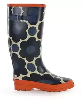 Image of Regatta X Orla Kiely Full Length Wellington Boot - Blue Floral , Blue Floral, Size 4, Women