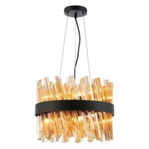 Image of Luminosa Kalih 10 Light G9, Ceiling Pendant Round, Satin Black, Amber