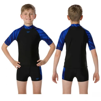 Image of Speedo SmashBash Rash Top Teen Black/Blue 32"
