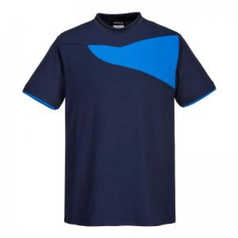 Image of Portwest PW2 Mens Cotton Comfort T Shirt PW211NRRL Colour: Navy / Royal Blue