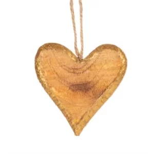 Image of Wooden Heart with Golden Rim Small