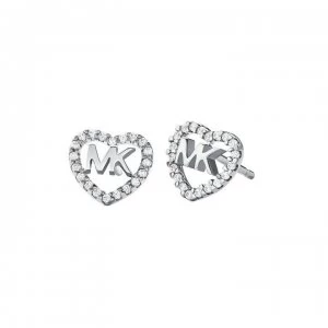 Image of Michael Kors Logo Heart Earrings - Silver