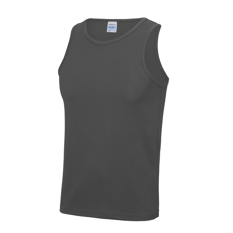 Image of AWDis AWDis Men Just Cool Sports Gym Plain Tank Vest Top in Charcoal Size: Small Charcoal S Male 5054171851607
