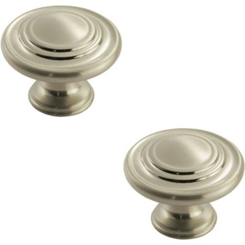 Image of Loops 2x Round Ringed Pattern Door Knob 32mm Diameter Satin Nickel Cabinet Handle Metallics unisex