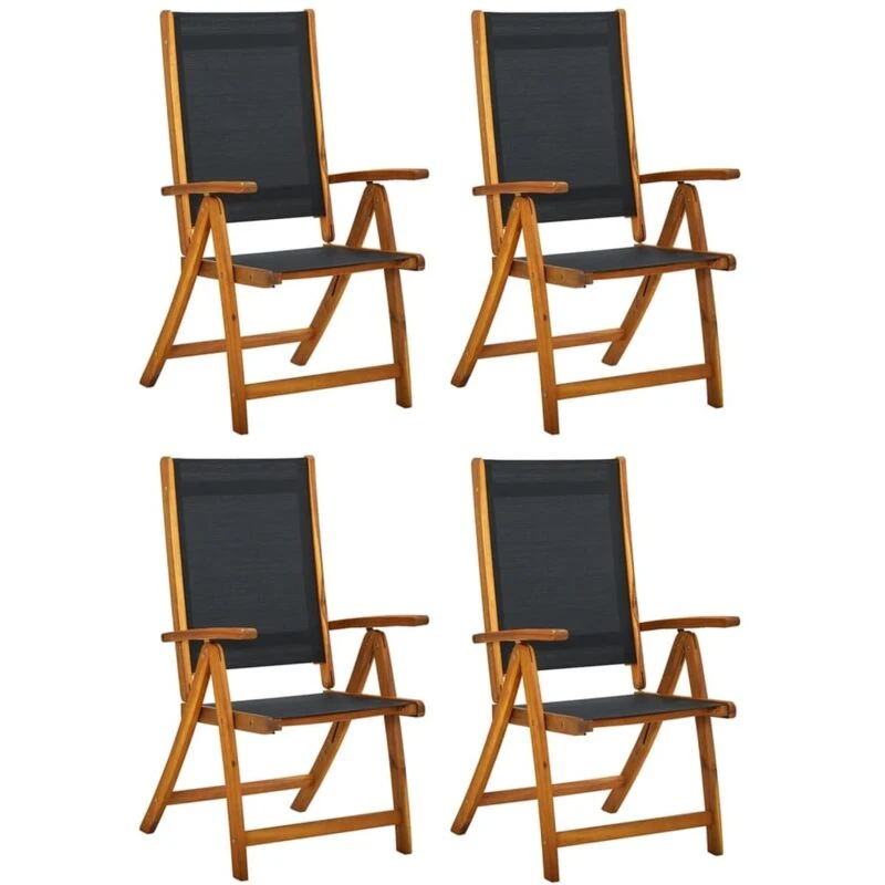 Image of VIDAXL Folding Garden Chairs 4 pcs Solid Wood Acacia and Textilene Vidaxl 8720287177937