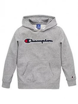 Image of Champion Boys Logo Hoodie - Grey Heather, Size S, 7-8 Years