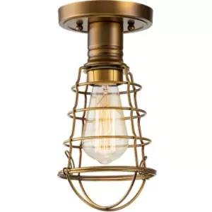 Image of Elstead Quoizel Mixon Semi Flush Ceiling Light Weathered Brass