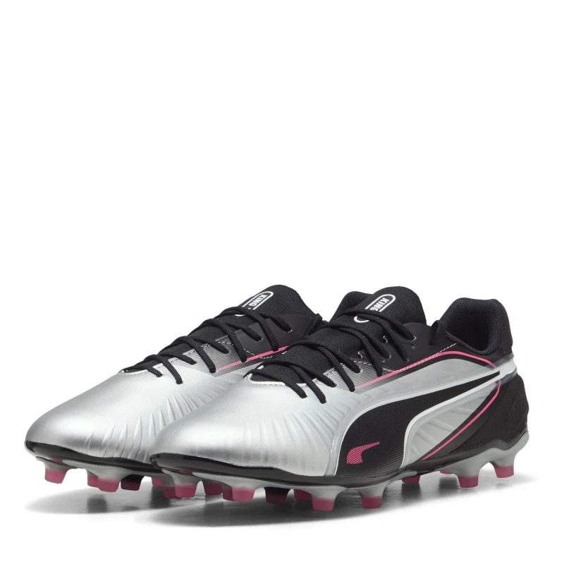 Image of Puma Mens PUMA King Match 5 Firm Ground Football Boots Silver/Black male 7 (40.5)