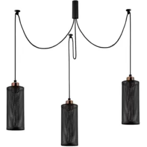 Image of Cristal Model 13 Deco 3-Light Cluster Pendant Lamp Black Displaced
