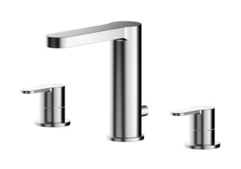 Image of Balterley Round Deck 3 Tap Hole Basin Mixer Tap Pop Up Waste Chrome Silver