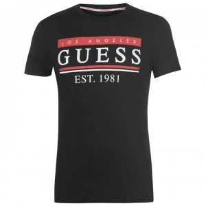 Image of Guess 81 Stripes T Shirt - Jet Black