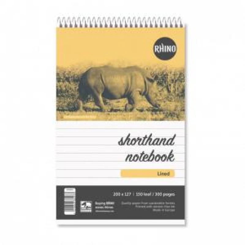 Image of Rhino 200 x 127 Shorthand Notepad 300 Page Feint Ruled 8mm (Pack...