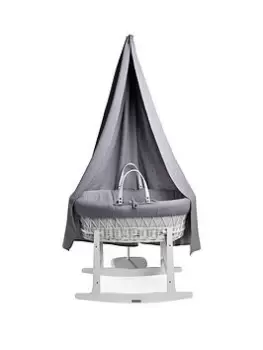 Image of Clair De Lune Muslin White Wicker 6 Piece Moses & Drape Starter Set - Grey