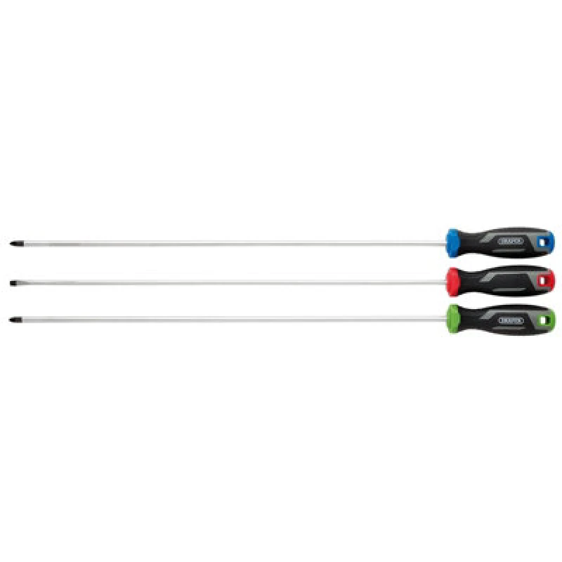 Image of Draper 13429 Long Reach Soft Grip Screwdriver Set (3 Piece) 13429