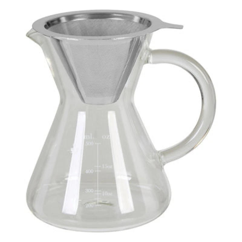 Image of Interiors by Premier Contemporary Coffee Pot 400ml Borosilicate Glass Coffee Pot For Breakfast, Stainless Steel Coffee Pot Clear