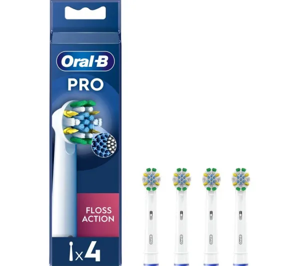 Image of Oral B Floss Action X-Filaments Replacement Heads White Toothbrush 4Pcs