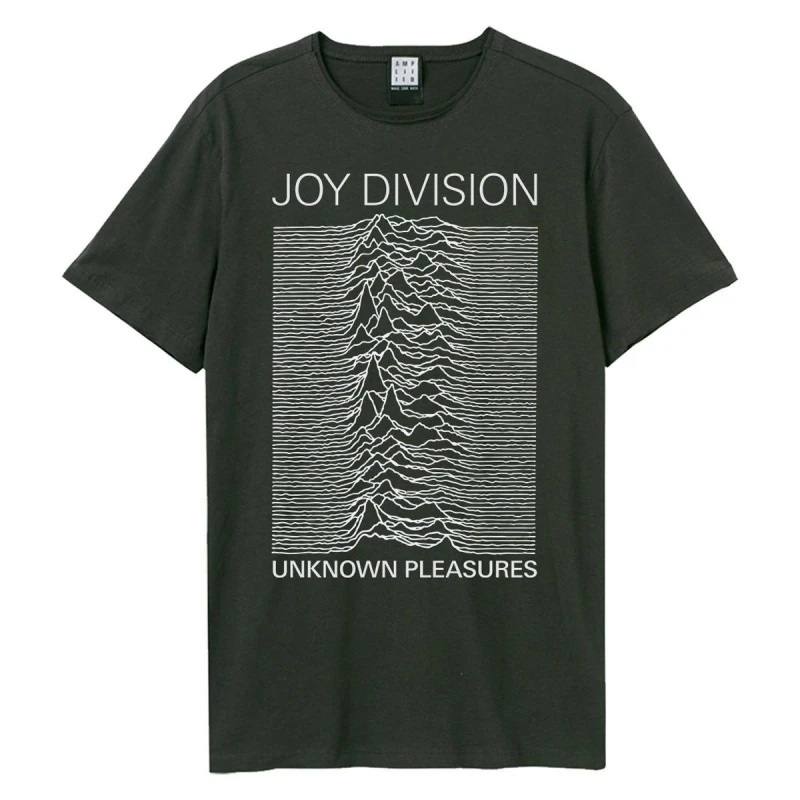 Image of Amplified Amplified Men Unknown Pleasures Joy Division T-Shirt in Charcoal Size: Small Charcoal S Male 5063470089413