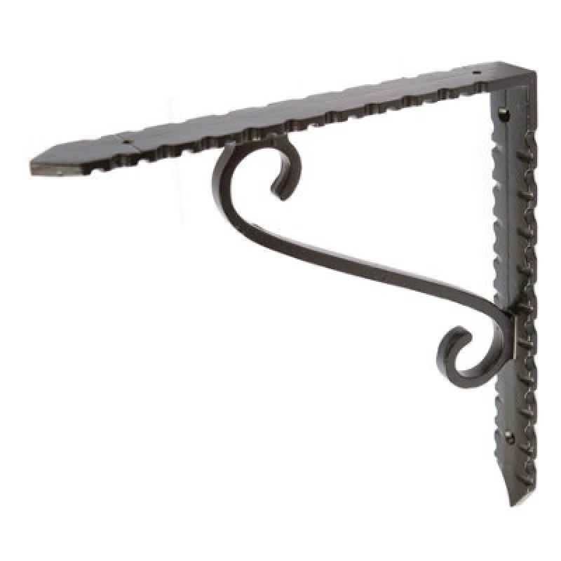 Image of Hammer and Tongs Hammer & Tongs Notched Scroll Iron Shelf Bracket - D205mm - Black