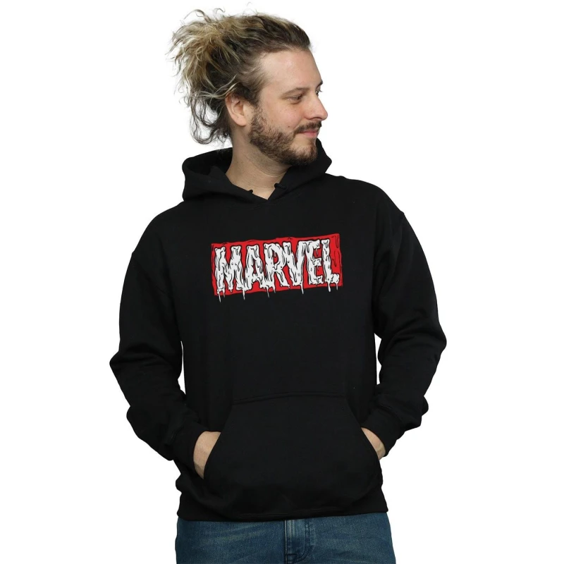 Image of Marvel Marvel Men Drip Logo Hoodie in Black Size: Small Black S Male 5059400908589