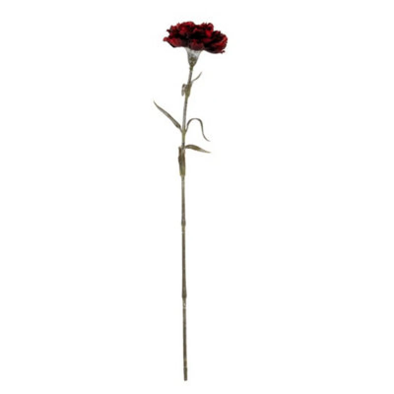 Image of Hill Interiors Burgundy Carnation Stem Artificial Flower - Plastic - L11 X W10 X H56cm - Burgundy