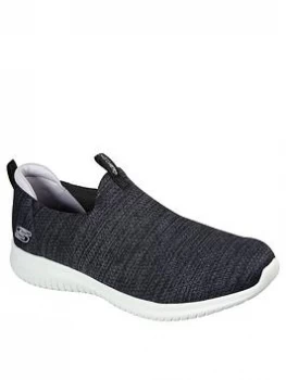 Image of Skechers Ultra Flex Heather Mesh Slip-On Plimsoll - Black/ Lavender, Size 5, Women