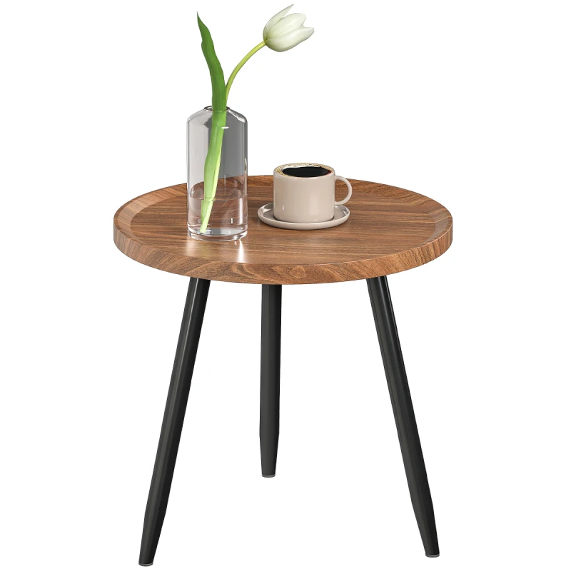 Image of HOMCOM HOMCOM Modern End Side Table, Round Coffee Table, Chestnut Wood Effect in Walnut Walnut One Size Unisex 5063603620575