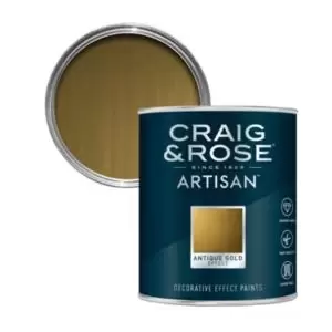 Image of Craig & Rose Artisan Antique Gold Effect Mid Sheen Topcoat Special Effect Paint, 750Ml