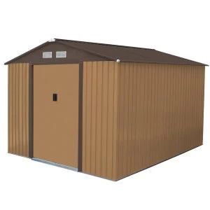Image of Charles Bentley 8 x 10ft Metal Garden Shed - Brown