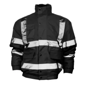 Image of Yoko Mens Hi-Vis Bomber Jacket (M) (Black)