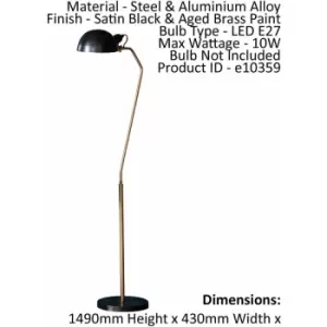 Image of Loops - Floor Lamp Light Satin Black & Aged Brass Paint 10W LED E27 Standing