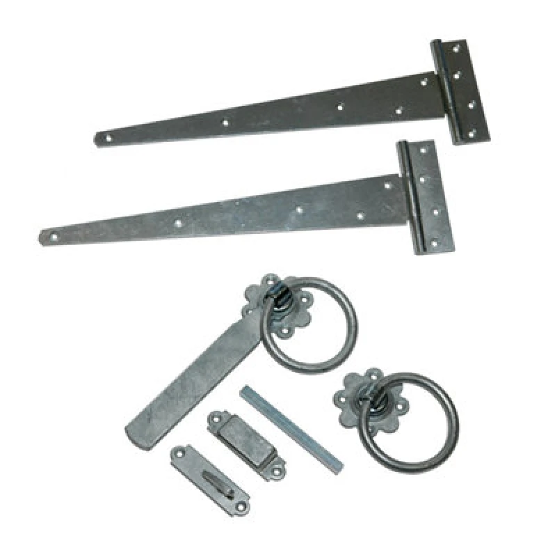 Image of Burbage Iron Craft 18" Carlton Single Gate Fittings, T - Hinge, Latch - Galvanised