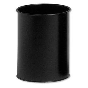 Image of Durable 15 Litre Metal Round Waste Basket Black A291059