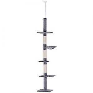 Image of PawHut Cat Tree Grey, White 340 mm x 400 mm x 2600 mm