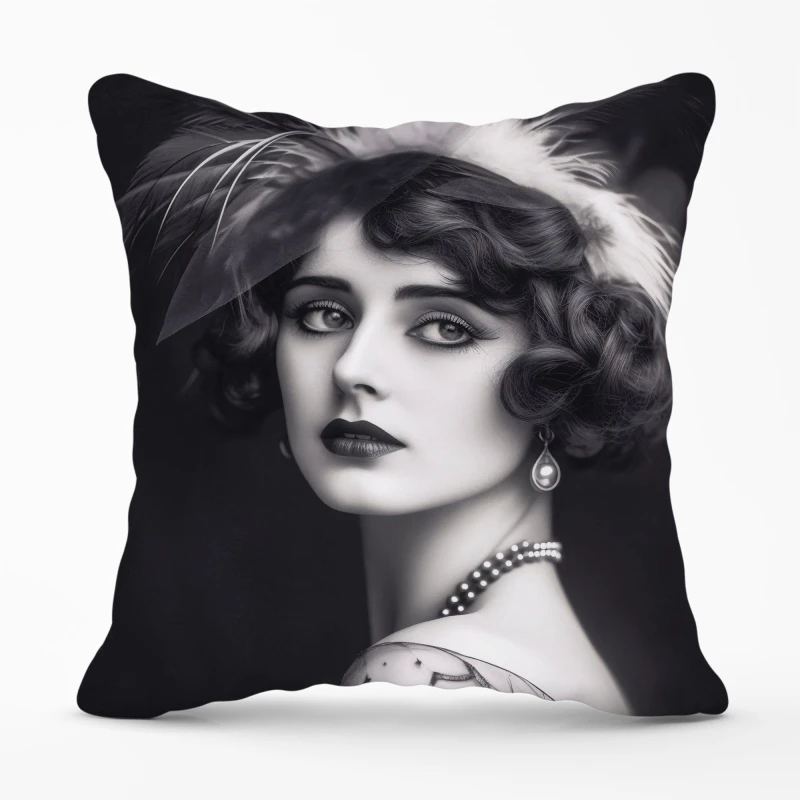 Image of Warren Reed - Designer Glamorous Edwardian Showgirl Cushions in Black Size: 33cm x 48cm Black Unisex 33cm x 48 cm