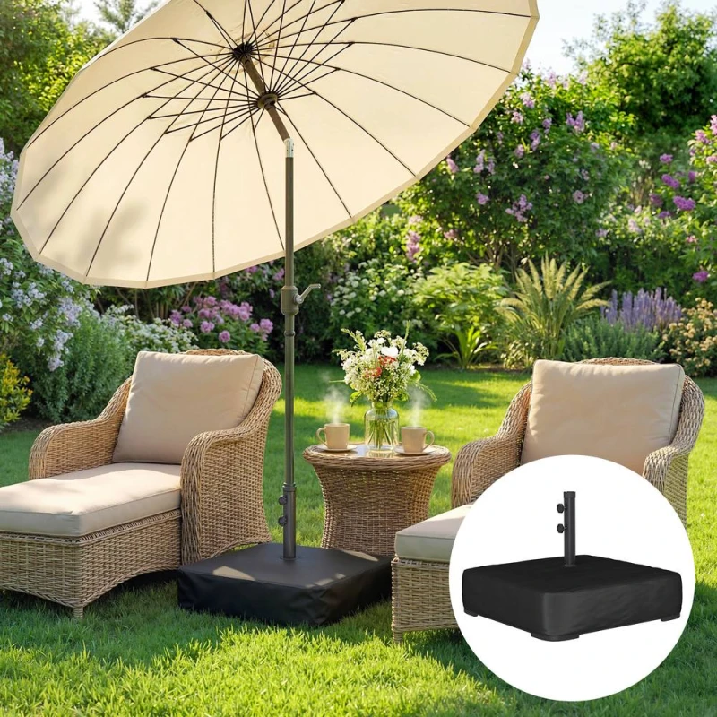 Image of OUTSUNNY Garden Parasol Base 80 kg Sand Filled 48mm Poles in Black Unisex