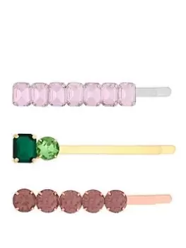 Image of Mood Two Tone Multi Bright Mixed Stone Slides - Pack of 3, Silver, Women