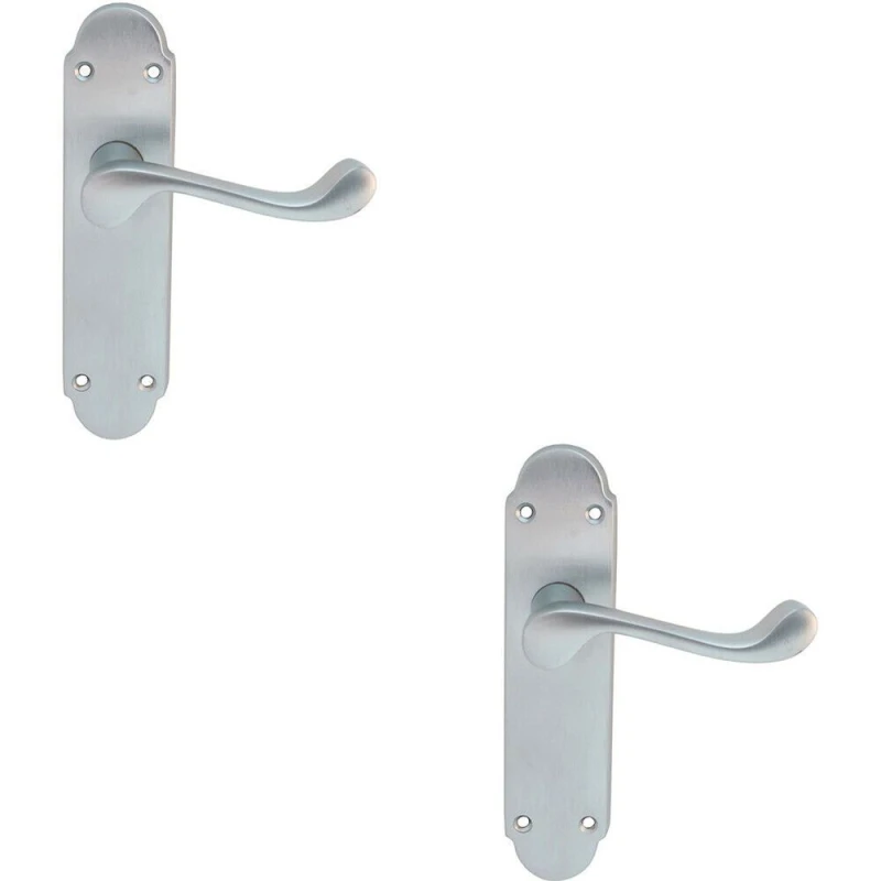 Image of Loops 2x PAIR Victorian Upturned Handle on Latch Backplate 170 x 42mm Satin Chrome Multi