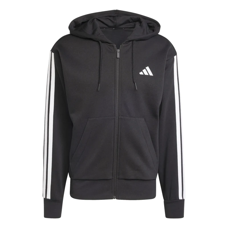 Image of adidas Fleece 3-Stripes Full-Zip Hoodie Mens Zip Hoodies S Black 53303340350