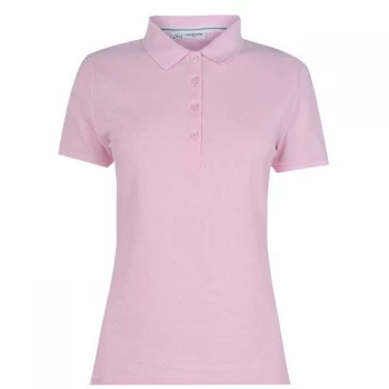 Image of Calvin Klein Golf Sleeve Cotton Polo Shirt Ladies - Pale Pink