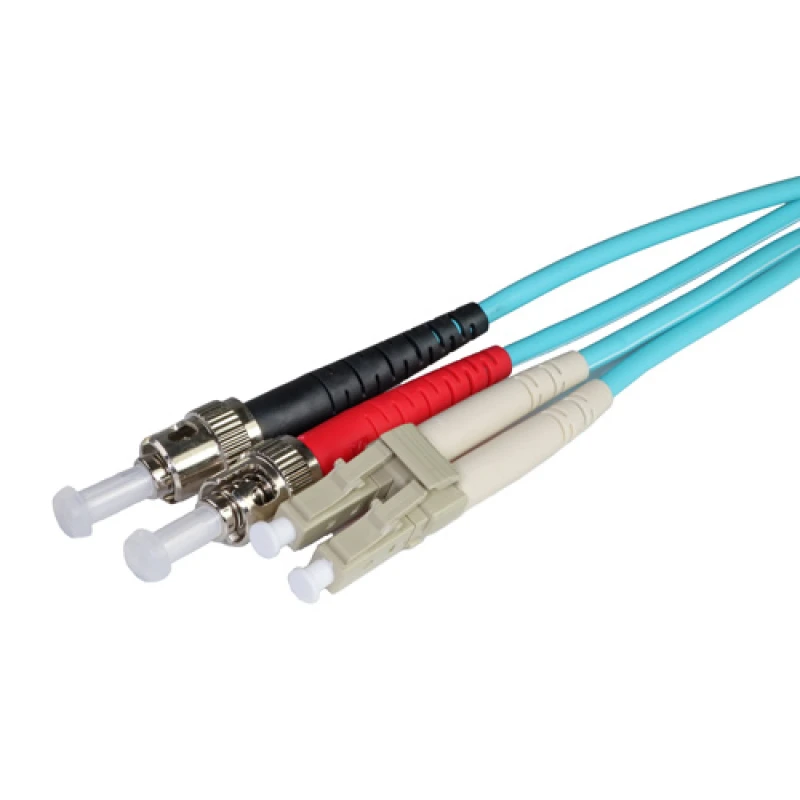 Image of Cablenet 2m OM3 50/125 LC-ST Duplex Aqua LSOH Fibre Patch Lead