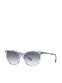 Image of Ralph Lauren Round Sunglasses - Shiny Striped Blue Brown