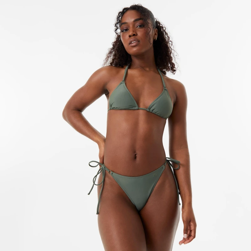 Image of Jack Wills Hoop Detail Triangle Bikini Top - Green Green 8