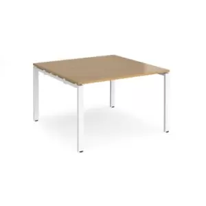Image of Adapt square boardroom table 1200mm x 1200mm - white frame and oak top