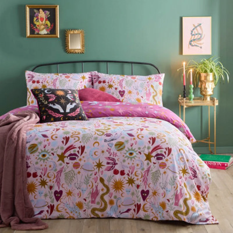 Image of Furn Furn Enchanted Printed Reversible Duvet Cover Set Size: Double Multi Double Unisex 5025532841292
