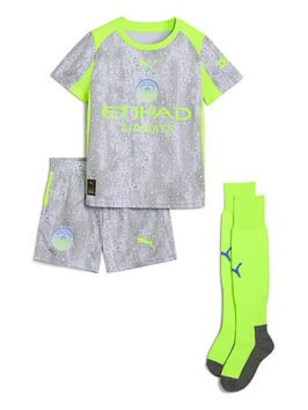 Image of Puma Manchester City Third Mini Kit 2025 2026 Infants Grey/Green male 2-3 Yrs
