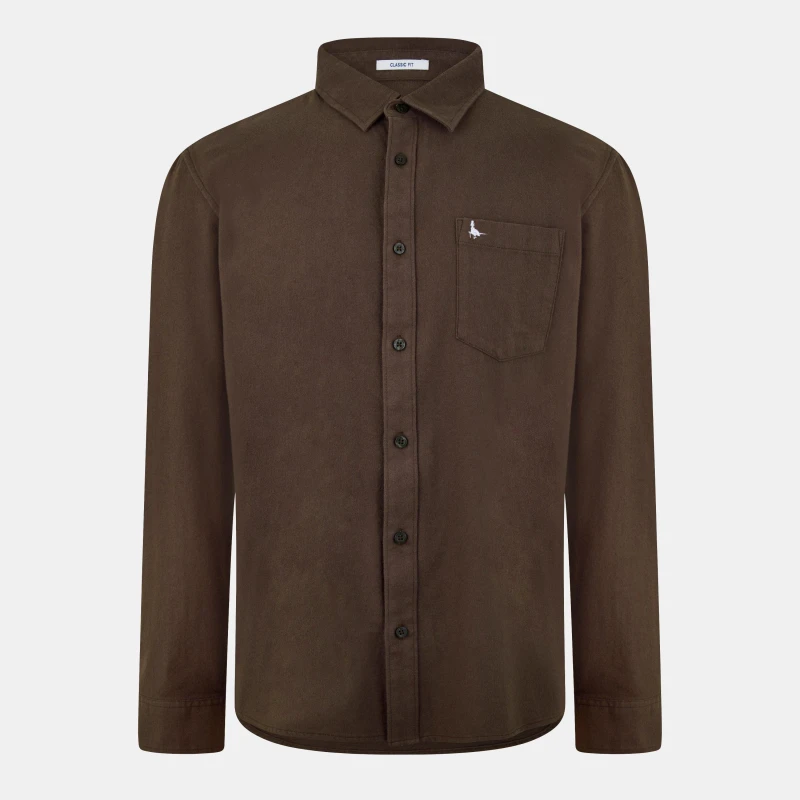 Image of Jack Wills Plain Flannel Shirt Mens - Brown Brown XS