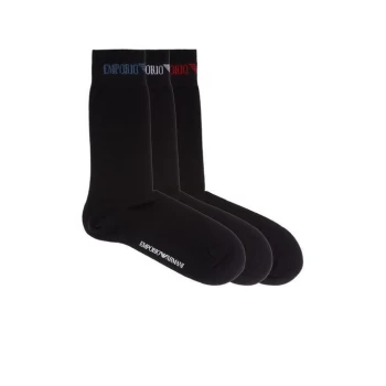 Image of Emporio Armani 3 Pack Crew Socks - Black