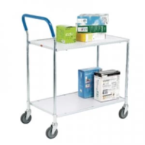 Image of Slingsby Metallic Grey and White Zinc Plated 2 Tier Service Trolley 375424